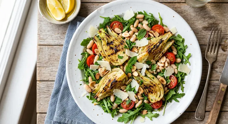 Salade van gegrilde venkel met witte bonen en pecorino