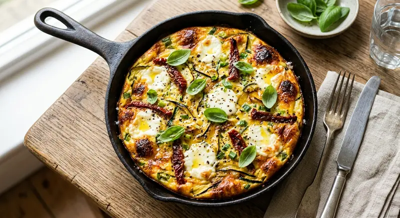 Frittata met courgette, zongedroogde tomaat en geitenkaas
