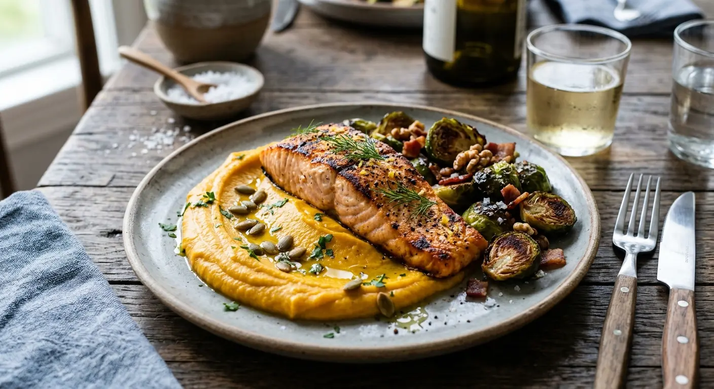 Wilde Zalm met Pompoenpuree